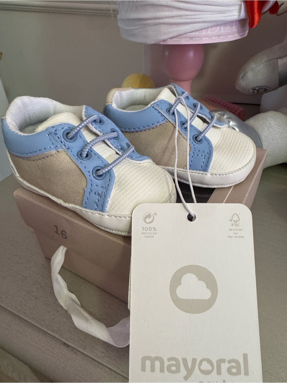 Mayoral Light Blue and Cream Baby Walker Shoes